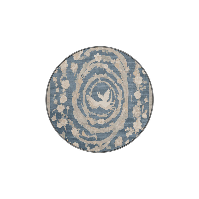 Machine Washable Gray Area Rug, Round 7'