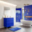 Meuble-lavabo bleu l 32 po x P 18 po avec comptoir en porcelaine blanche et lavabo intégré Linelle