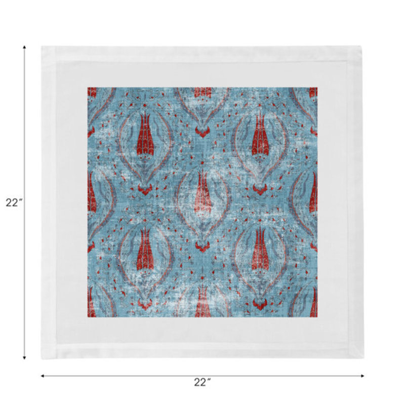 Byzantine Jewel Hemstitch 22" Linen/Cotton Napkin, Blue