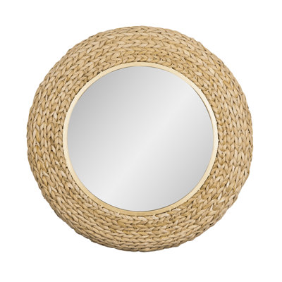 Miroir mural rond Athena - l 30 po x H 30 po - or français / ruppie maritime naturelle