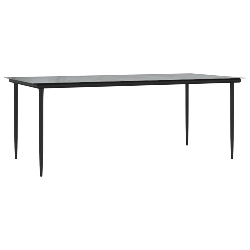 Rectangular Glass Top Dining Table with Steel Base