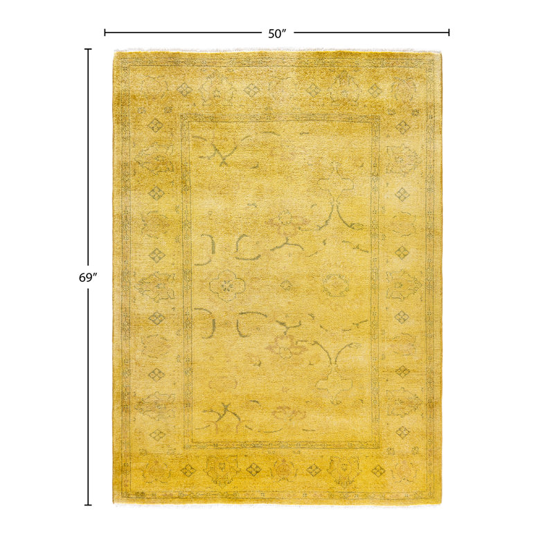 Overdyed One-of-a-Kind 4' 2" X 5' 9" Hand Knotted Area Rug