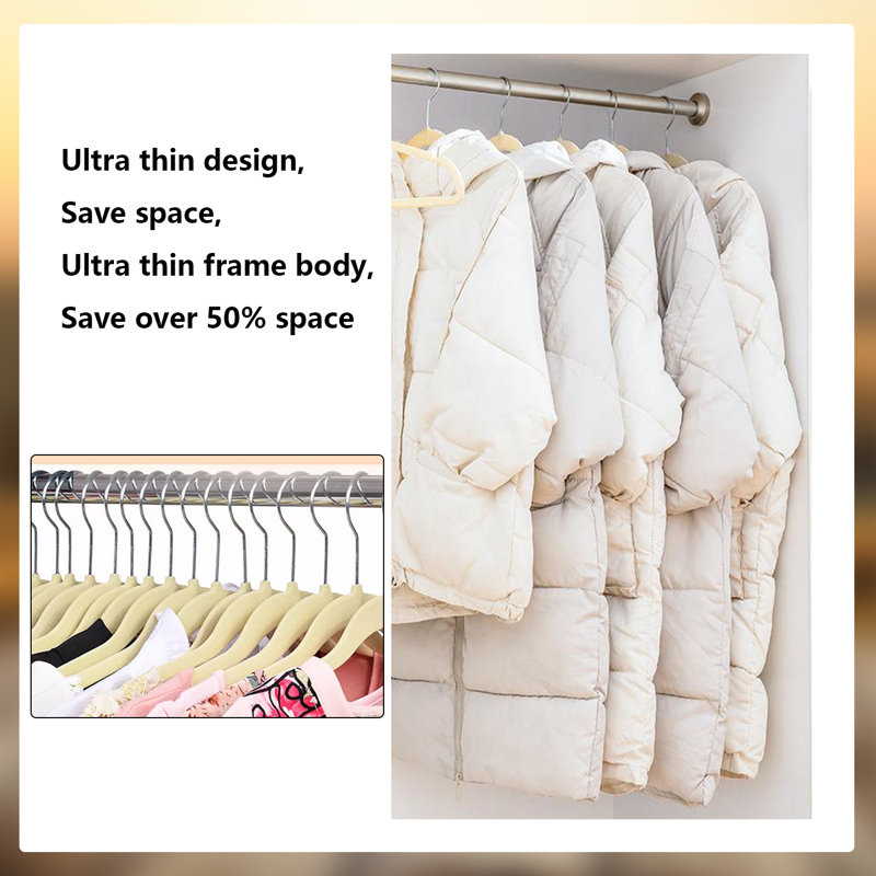 Cintres en velours de qualité supérieure, cintres en feutre moelleux antidérapants, cintres robustes durables et cintres de costume, cintres robustes peu encombrants (beige)