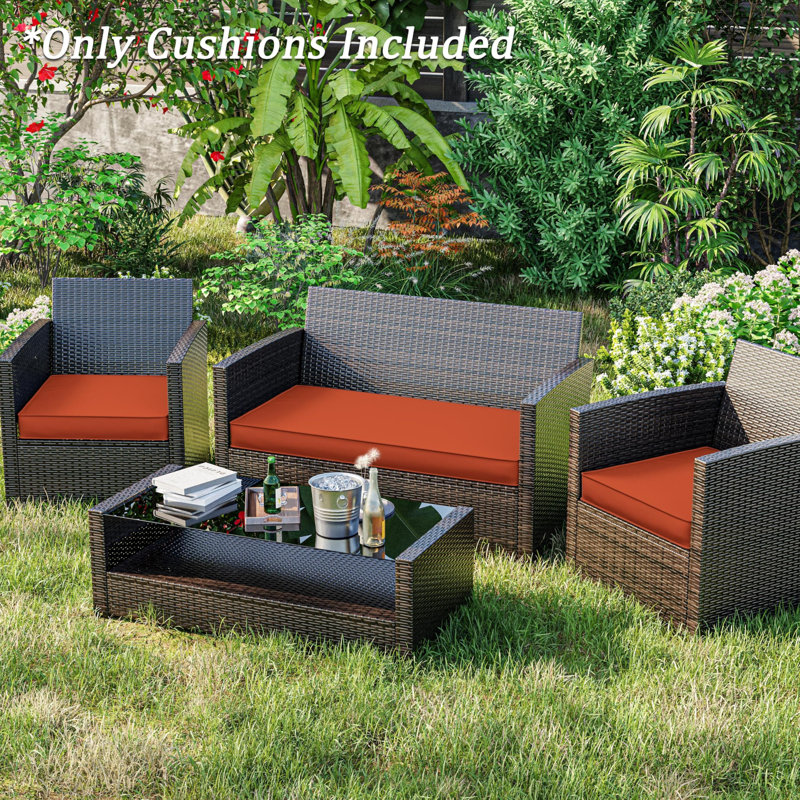 Outdoor Seat Cushions (Set Of 3), Orange