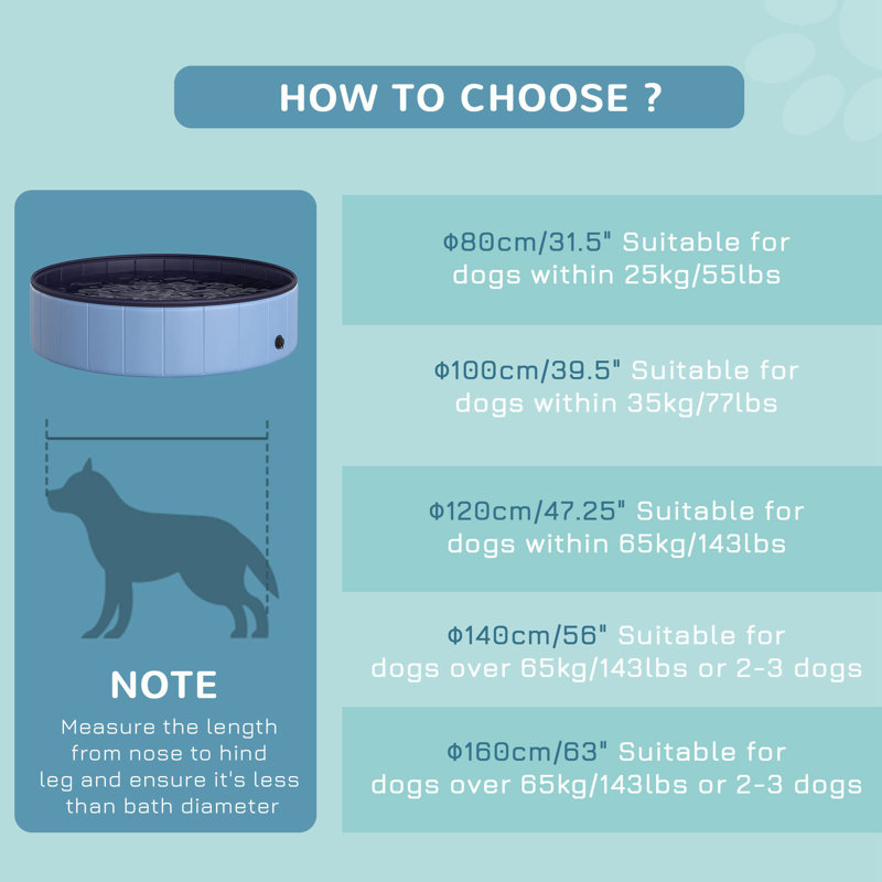 Isai Plastic Foldable Dog Pool, 30cm H x 120cm W x 120cm D, Blue