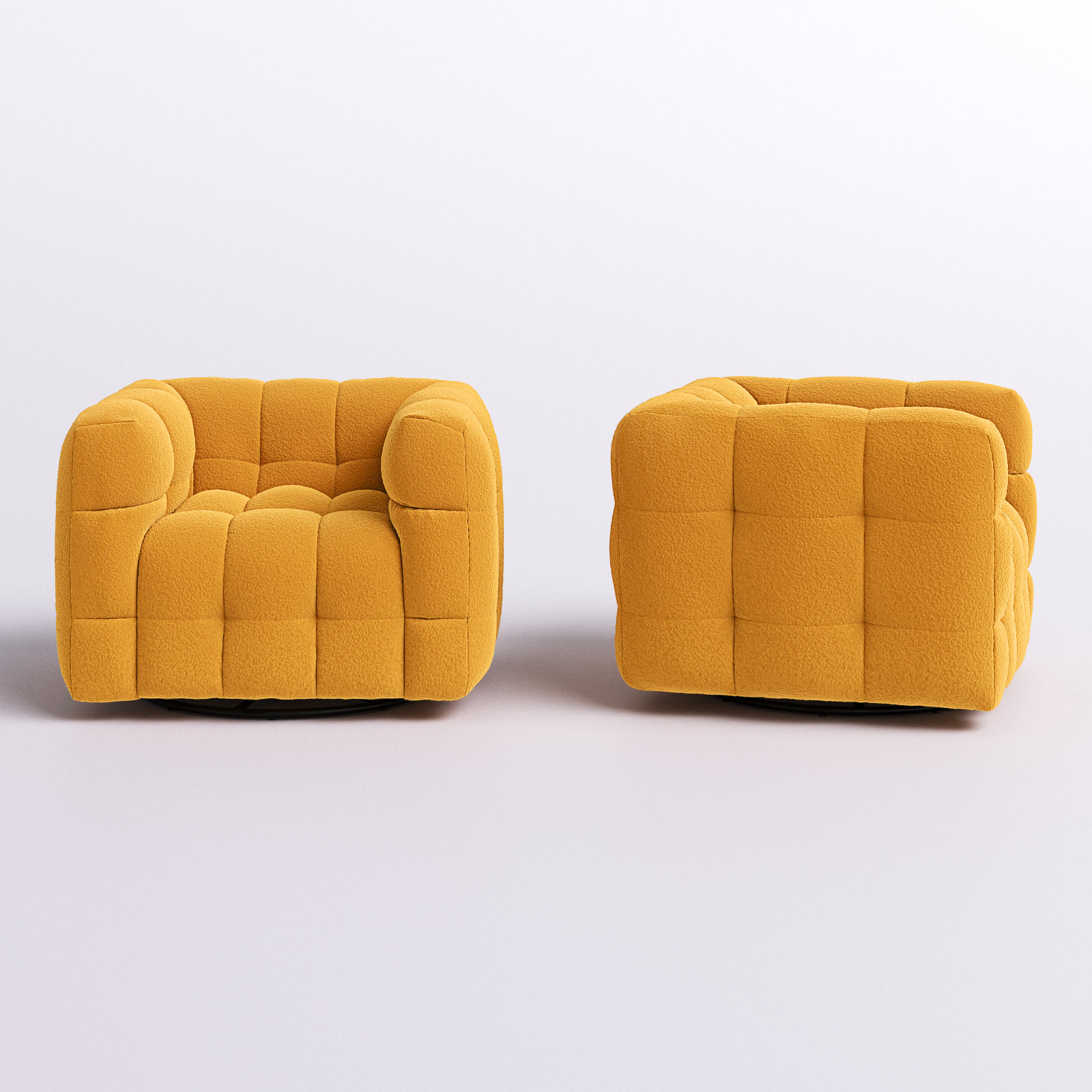 Ashyiah 38" Wide Tufted Swivel Chair with Square Arm (Set of 2)