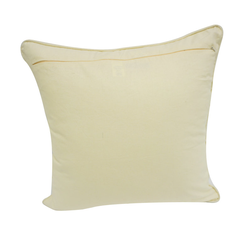 18" Beige and Off-White Vintage Raw Silk Plaid Throw Pillow