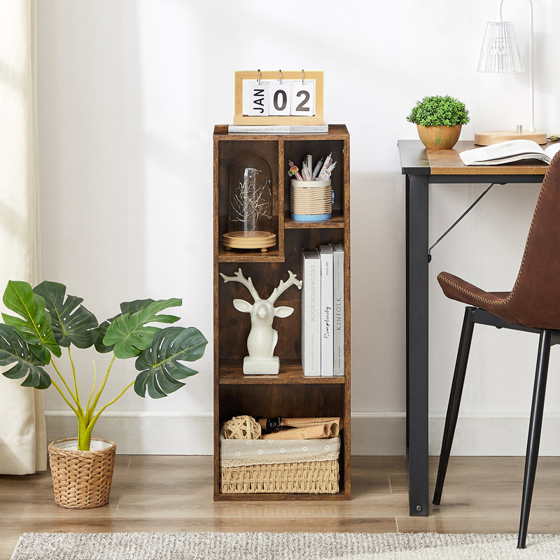 Petite bibliothèque avec 4 cubes et petite armoire de rangement avec tablettes ouvertes (ensemble de 2), Brun
