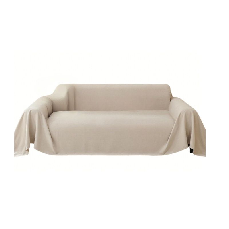 Box Cushion Sofa Slipcover, Beige