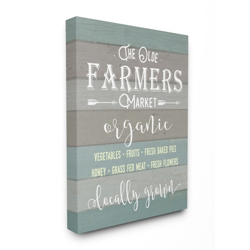«Olde Farmers Market» par lettré et doublé - impression d'art textuel, H 40 po x l 30 po x P 1,5 po, Toile tendue