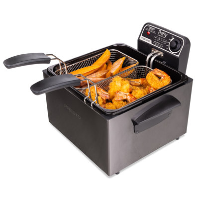 Presto Black Stainless Steel Dual Basket Profry Immersion Element Deep Fryer