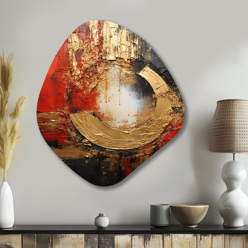 «Elkins - Abstract Spirals», art mural asymétrique en métal, forme irrégulière dorée, H 35 po x l 31 po x P 1 po