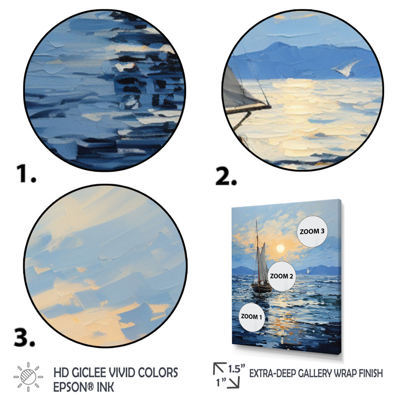 Bateau, voile, reflets, impression sur toile, H 32 po x l 24 po, Cadre photo noir
