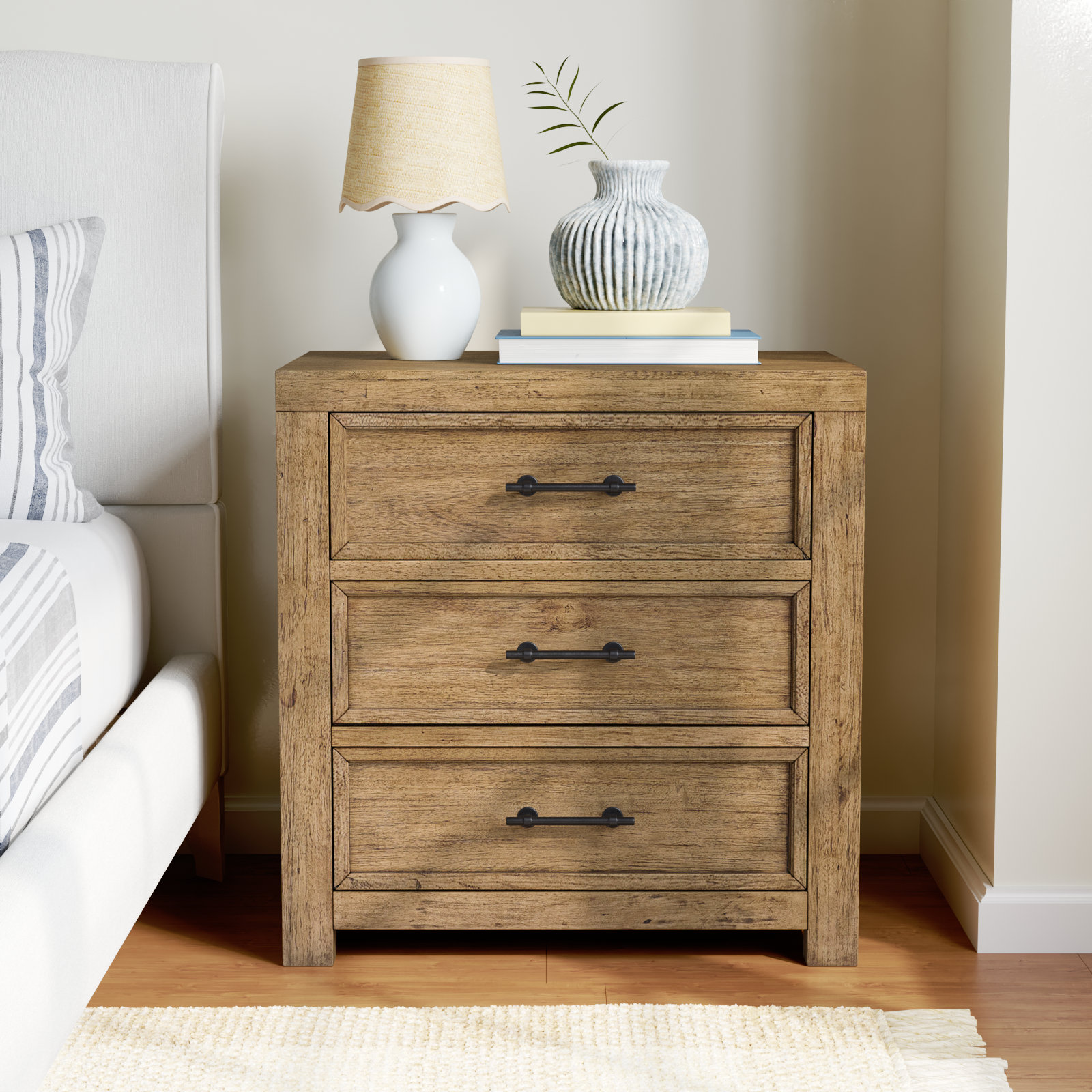 Oakland 3 - Drawer Nightstand, Toasted Almond