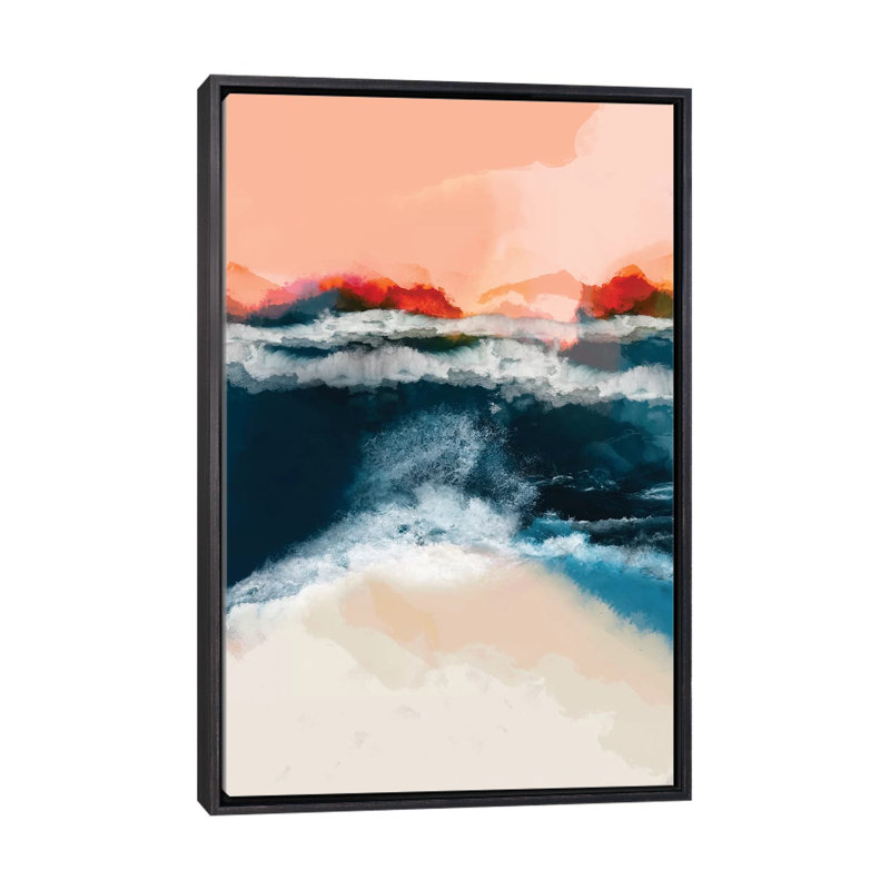 «Waterw World I» par Ana Rut Bré - impression d'art graphique, H 60 po x l 40po x P 1,5 po, Toile avec cadre noir patiné
