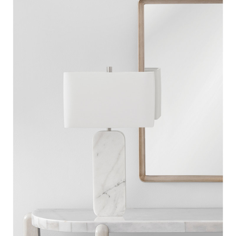 Systin Table Lamp White Marble Base with Rectangular Modern Shade