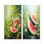 Ensemble de 3 décorations murales Melon Bounty I - Melon vert et rose-128341475
