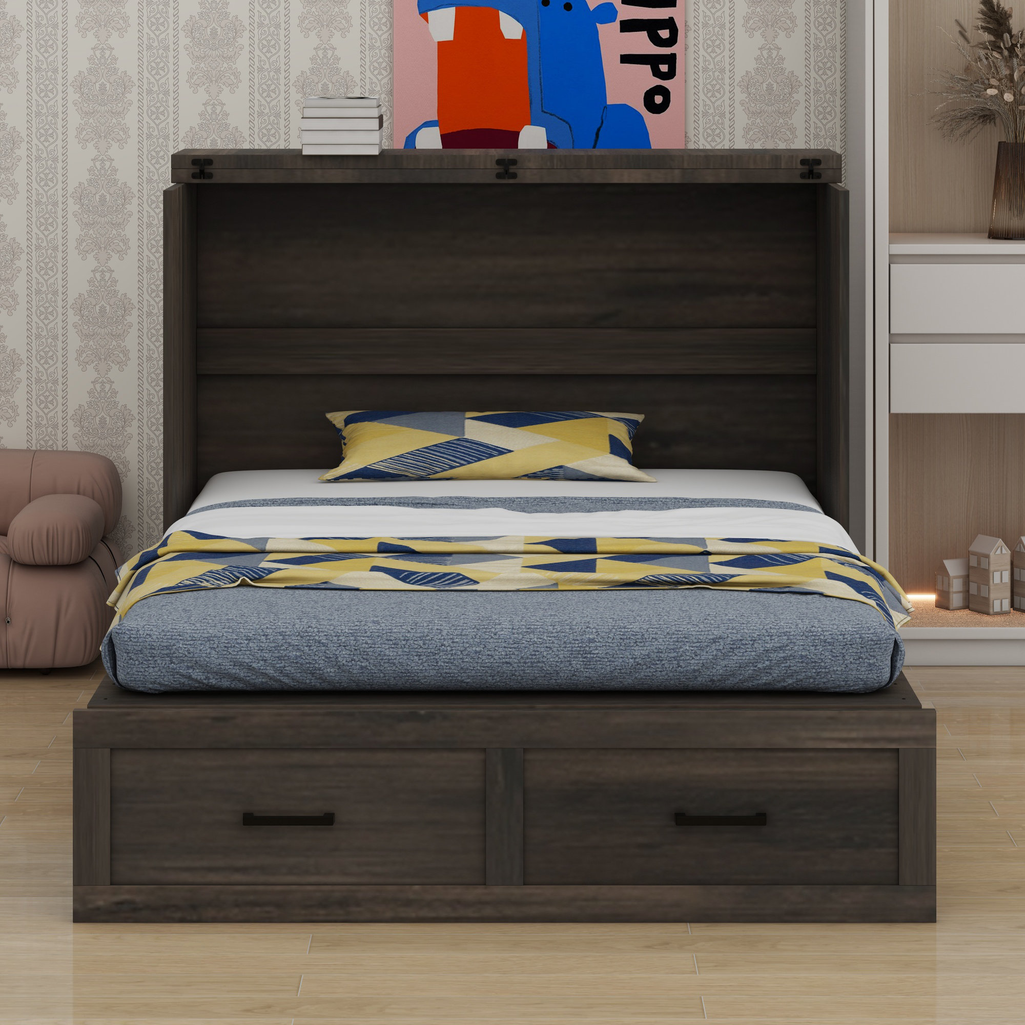 Foldable Rest Platform Latitude Run® Foldable Platform Bed With Charging Station And Large ...