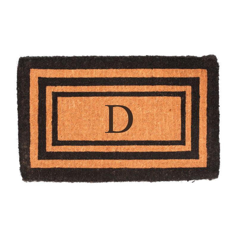 Tapis de porte d’extérieur en fibre de monogramme fait main Stansfield, D, Rectangle 2 pi 6 po x 4 pi