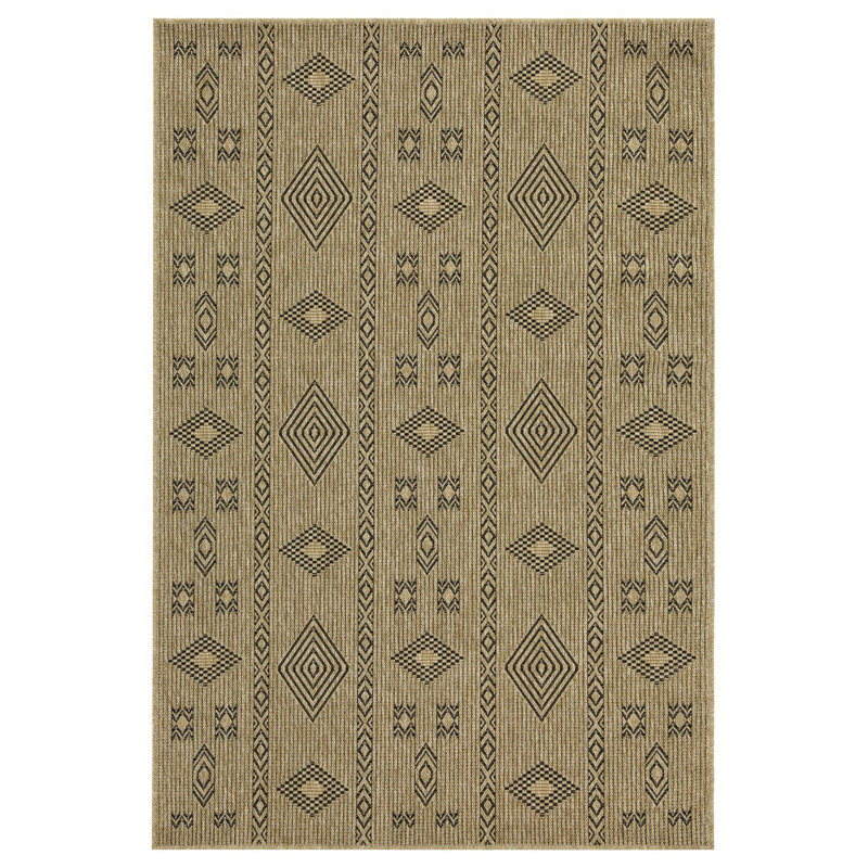 Tapis intérieur / extérieur en jute / noir Earth Earth_NTL1001, Rectangle 7 pi 10 po x 10 pi 3 po