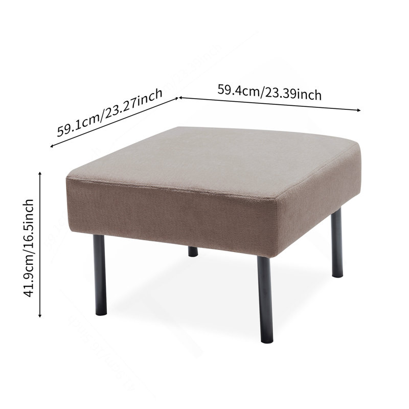 Canapé 3 places en L beige avec repose-pieds, Beige