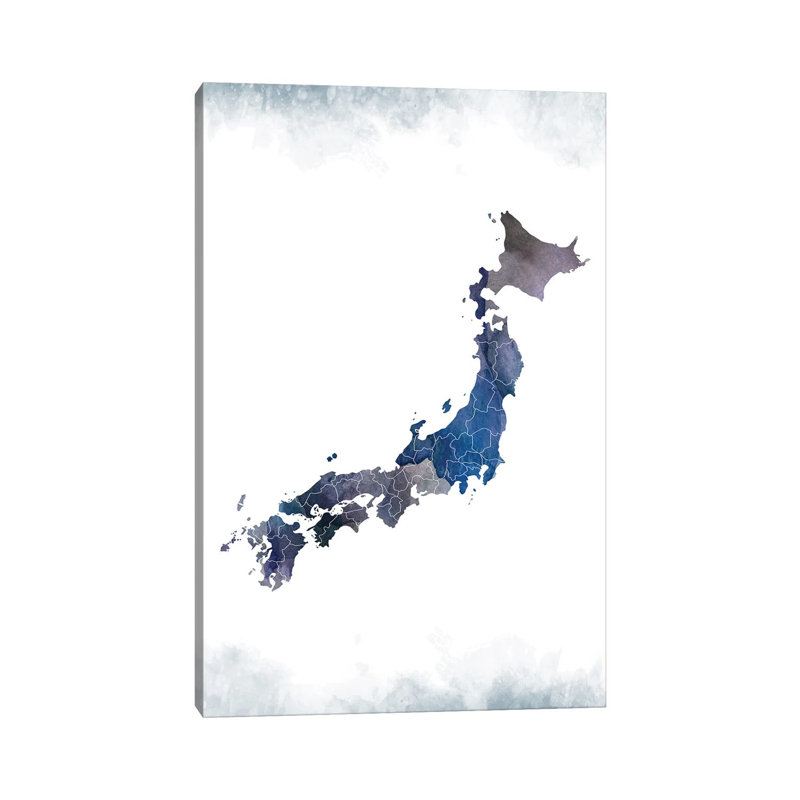 Japan Bluish Map - Wrapped Canvas Painting, 101.6 cm H x 66.04 cm W