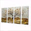 Ensemble de salon art mural blanc Folk Art Basswood Gold Tree-664228905