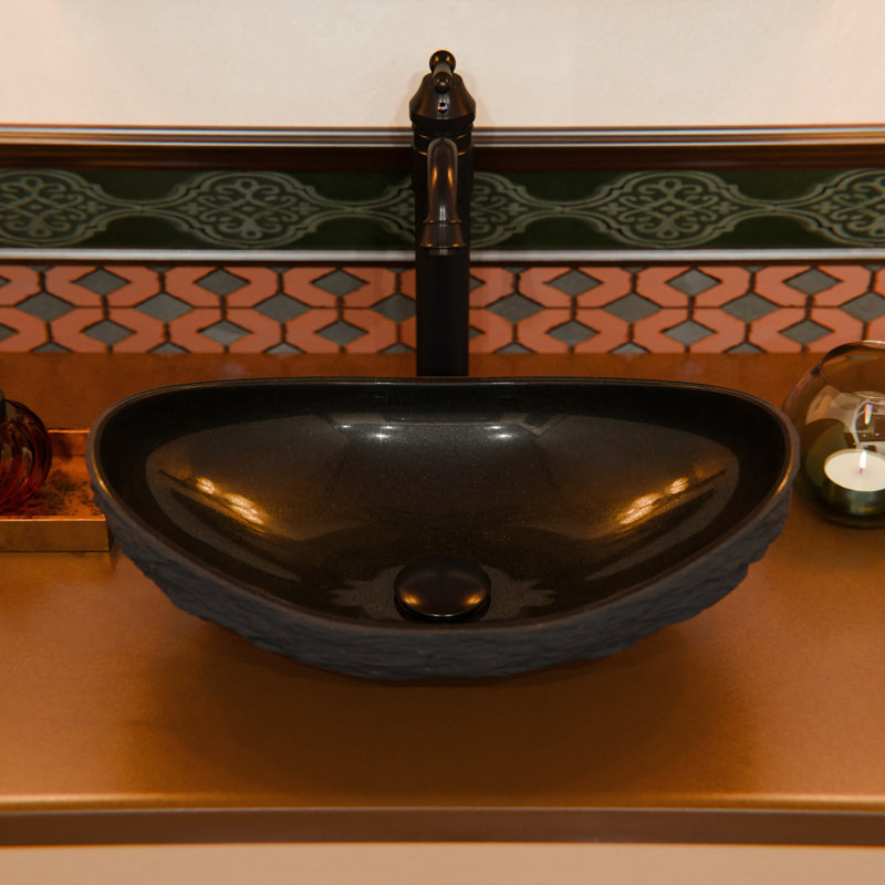 Lavabo de salle de bain vasque ovale en pierre Absolute, Bronze huilé
