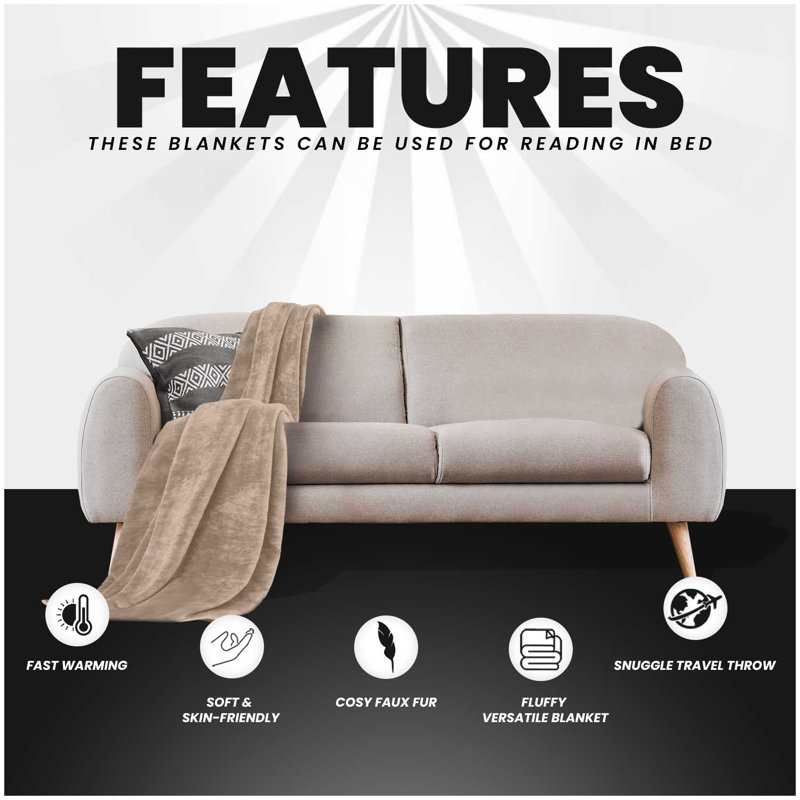 Fleece Throw Blanket Super Soft Warm Cosy Decorative Blanket for Sofa Couch Bed Living Room Bedroom Lightweight Comfort Snuggle