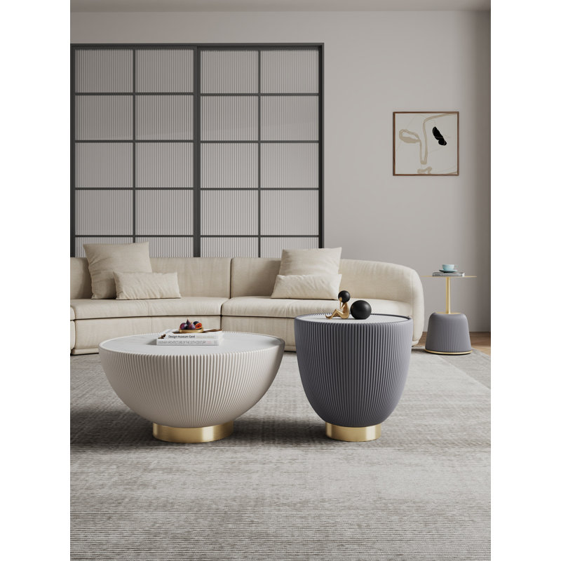 Thaine 3 - Piece Living Room Table Set, Gray/Cream