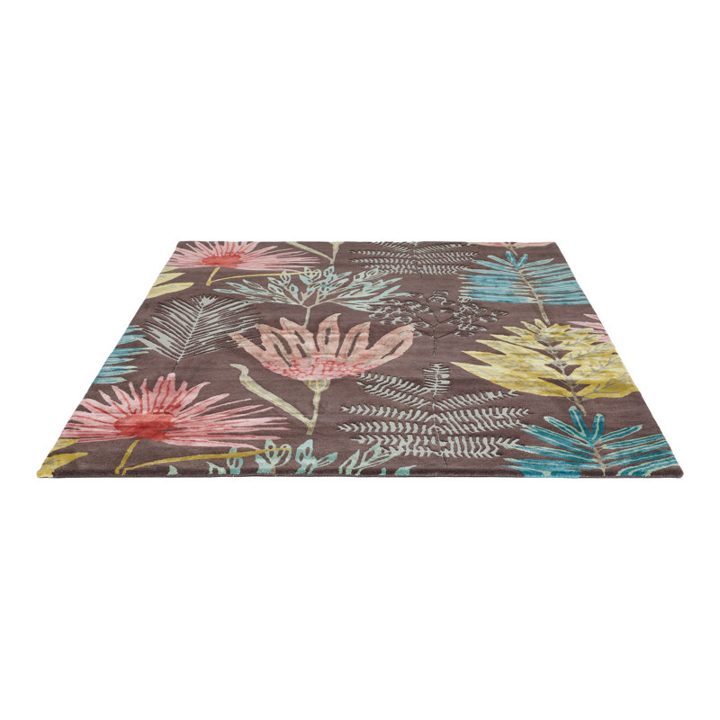 Yasuni Floral Area Rug in Brown/Red/Yellow, Rectangle 5'7" x 7'10"
