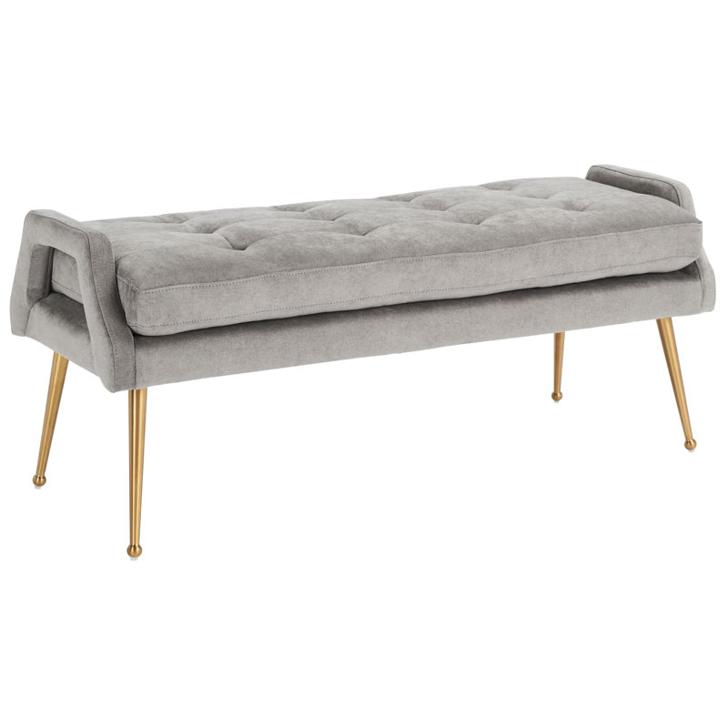 Corey-Taylor 100% Polyester Upholstered Bench, Silver Gray