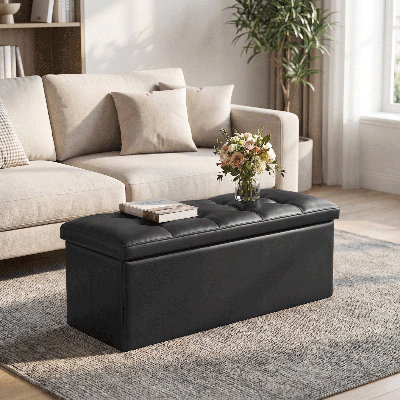 Upholstered Storage Bench Ottoman Versatile Design for Bedroom or Living Room, Perfect for Seating and Organization