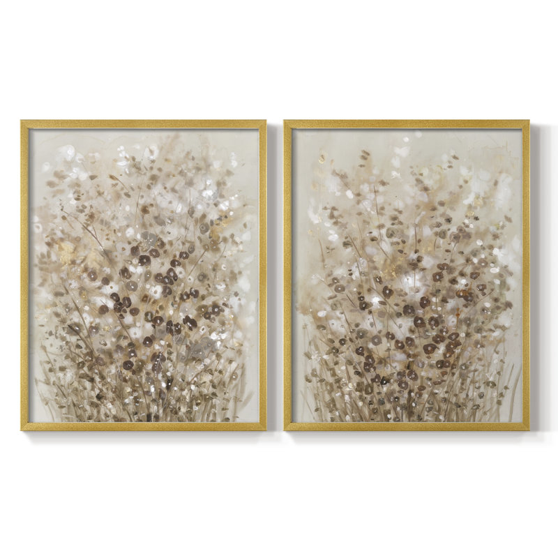 Impression florale I-Premium - prête à être accrochée - aucun clou requis - aucun clou requis, Doré, H 11 po x l 18 po