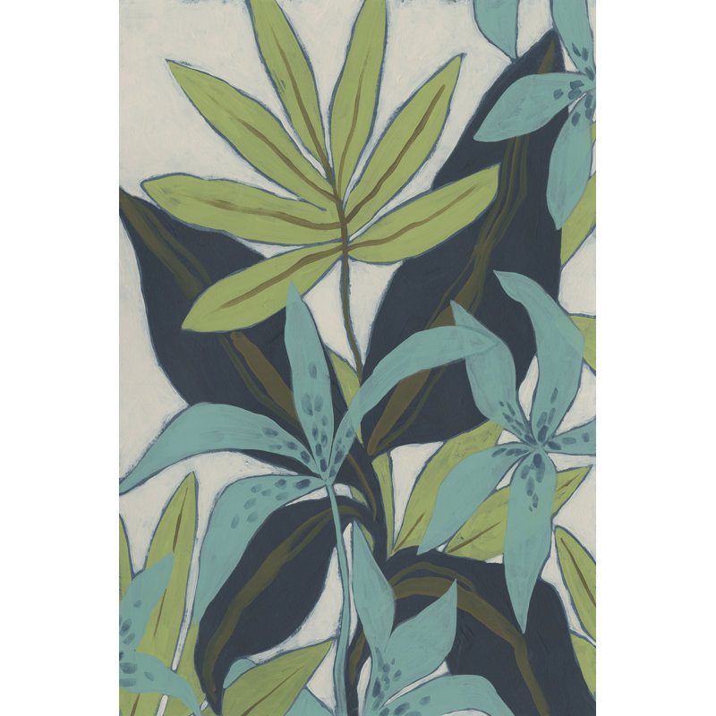 Jungle Blues II by June Erica Vess - Wrapped Canvas Painting, Black Floater Framed, 46cm H x 30cm W