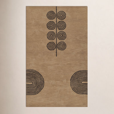 Yasi Beige Hand-Tufted Geometric Wool Rug