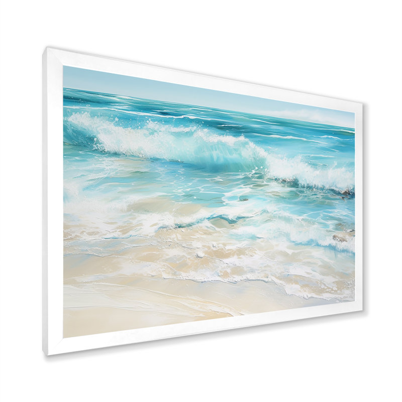 «Ocean Charm», art mural océanique, Cadre simple blanc, H 34 po x l 44 po x P 1,5 po