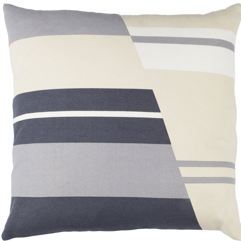 Lina Square Zipped Cotton Throw Pillow, 20" H x 20" W x 4" D, Orange / Charcoal / Mint / White