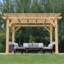 10' x 12' Pergola  Premium Cedar Wood Structure with Multilevel Roof Design and Natural Brown Stain Finish
