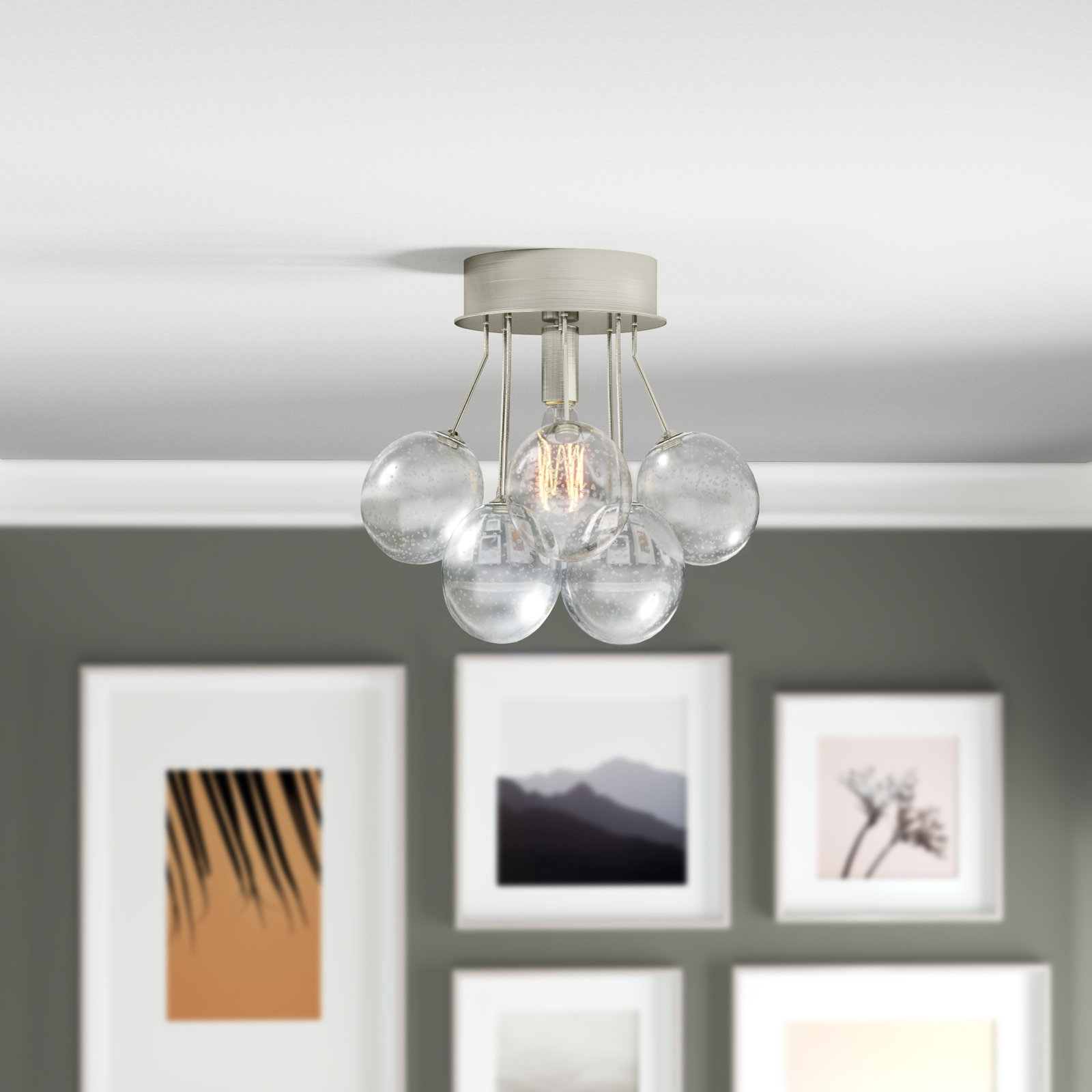 Logan Single Light Semi Flush Mount, Brushed Nickel