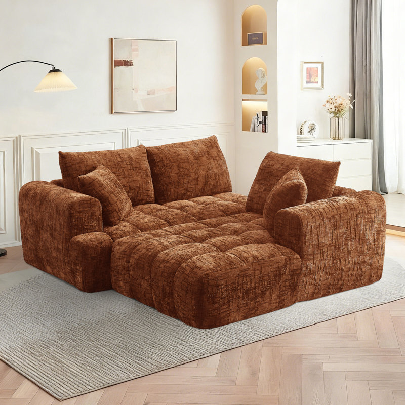 Canapé modulaire 108 po Chenille, Face à la droite, Chenille orange