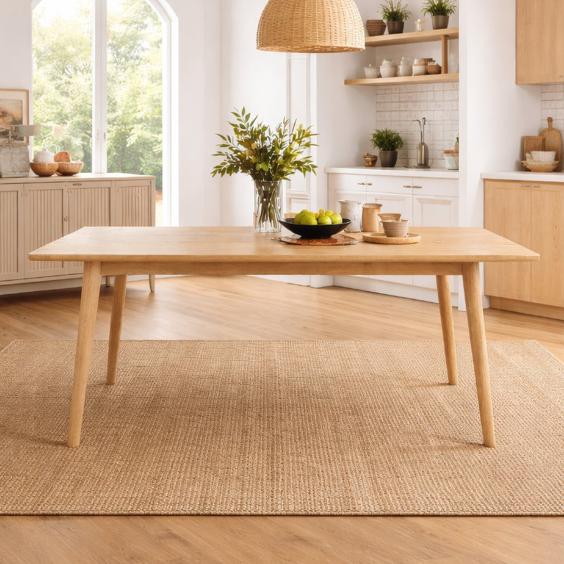 Lucas Dining Table, Rectangular Natural Brown, Solid Wood, 68 Inch