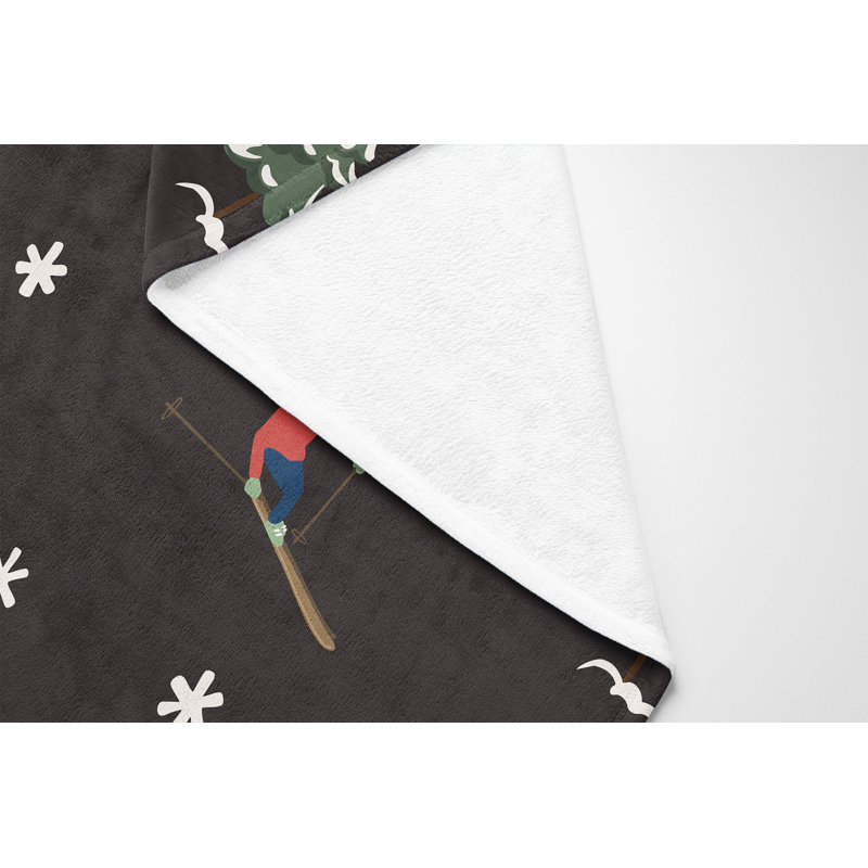 Couverture en velours de polaire Downhill, L 60 po x l 50 po, Motif géométrique gris anthracite