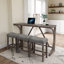 Ensemble de table de bar avec prise de courant, ensemble de table de bar et de chaises, ensemble de table de salle à manger 4 pièces, ensemble de table de petit déjeuner industriel, pour salon, salle à manger, salle de jeux