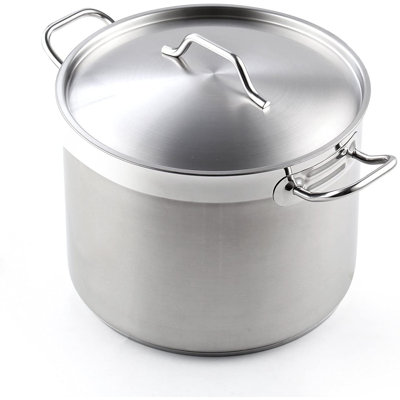 Marmite en acier inoxydable standard de 8 pintes de Cooks avec couvercle, marmite pour pâtes, soupe, va au four, va au lave-vaisselle, marmite pour la mise en conserve, compatible avec la plupart des cuisinières