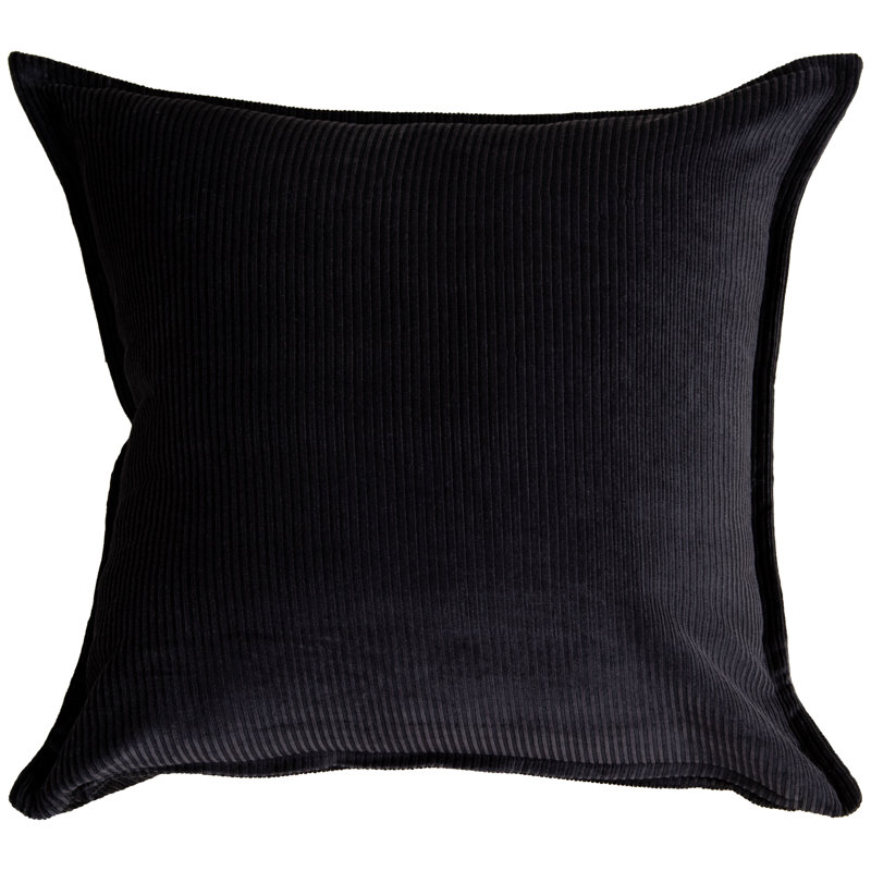 Textured Cotton Reversible Throw Pillow, Black