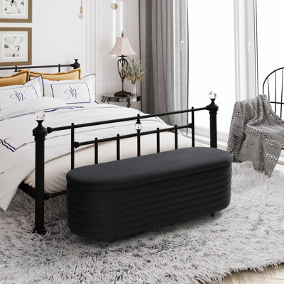 Banc de rangement rembourré en polyester Farrah