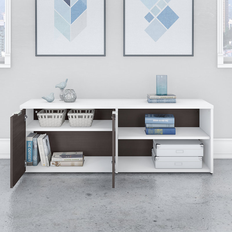 Jamestown 59.17'' Wide 4 - Shelf Credenza, White/Storm Gray