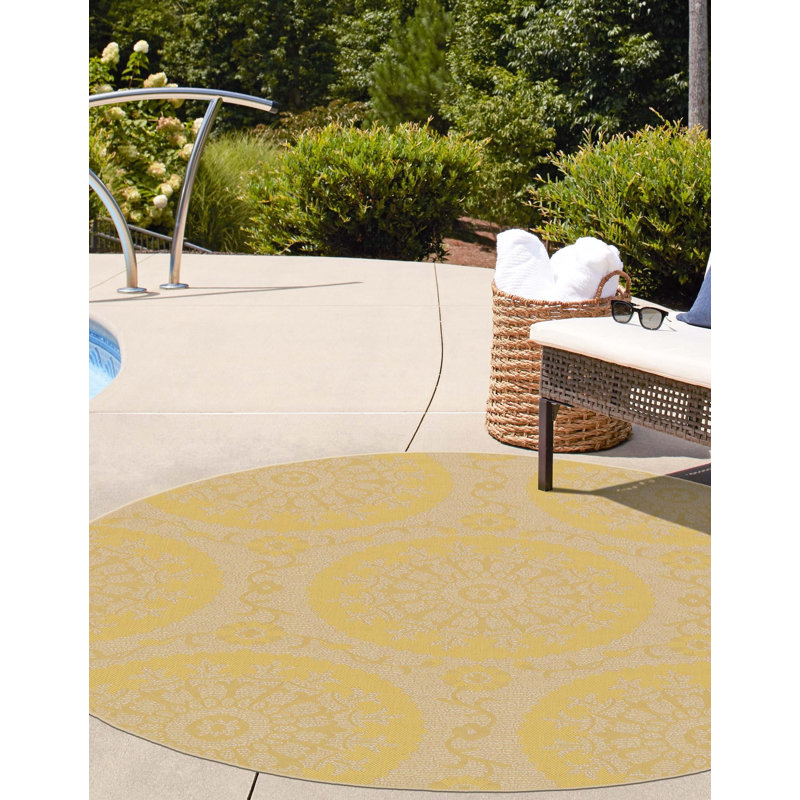 Storino Floral Indoor / Outdoor Rug, Round 6'1"