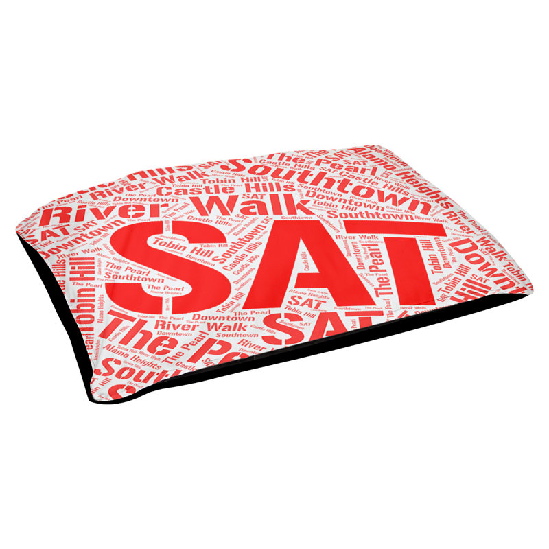 Coussin de chien « districts », Très grand (H 17 po x l 50 po x P 40 po), Rouge, San Antonio